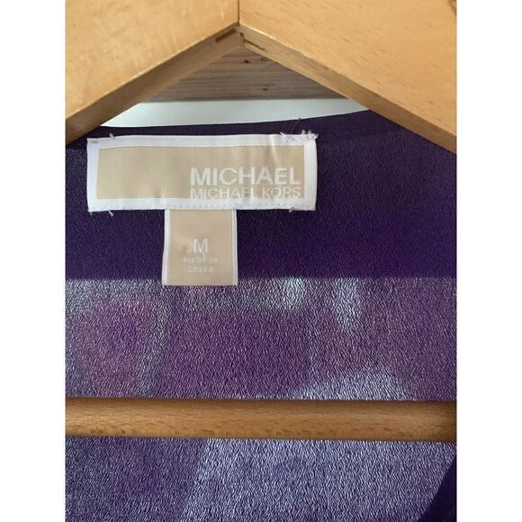 MICHAEL Michael Kors Sleeveless Button Down Shoulder Zipper Blouse Purple M - Picture 2 of 3